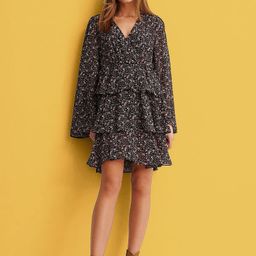 DressBerry Floral Print Kimono Sleeve Ruffled Crepe Fit & Flare Dress-image-29