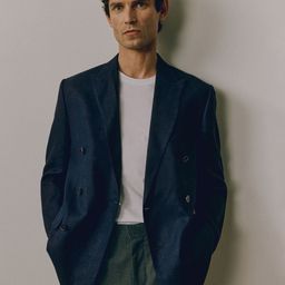 H&M Relaxed Fit Double-breasted Linen-Blend Jacket-image-31