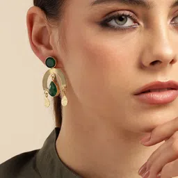Anouk Gold-Plated Artificial Beads Beaded Contemporary Drop Earrings-9