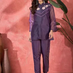 Sangria Floral Embroidered Tunic & Trousers Co-Ord Set-picture-12