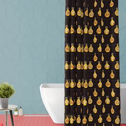 ArtzFolio Black and Orange Geometric Printed Waterproof Shower Curtain-85