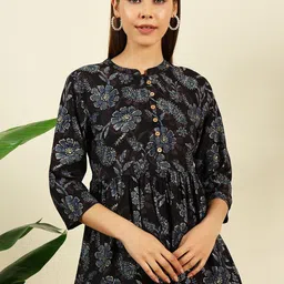 THE FAB FACTORY Women Pack Of 2 Floral Print Mandarin Collar Empire Top-picture-41