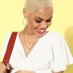 Berrylush Flutter Sleeve Shirt Style Crop Top-image-27