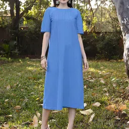 MILOST Puff Sleeves A-Line Midi Dress-picture-54
