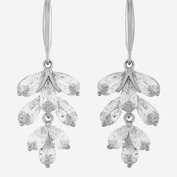Kushal's Fashion Jewellery Rhodium-Plated Contemporary Zircon Studded Drop Earrings-picture-30