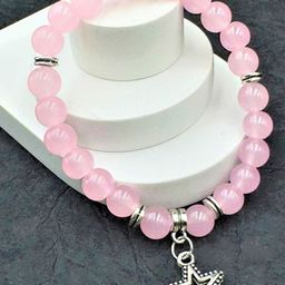 Estele Unisex Rhodium-Plated Artificial Beaded Oxidised Elasticated Bracelet-image-75