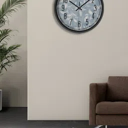 OLIVE TREE Black & Blue Printed Contemporary Wall Clock-image-48