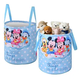 Kuber Industries Blue & Pink 2 Pieces Disney Printed Foldable Laundry Bags 45 L Each-21