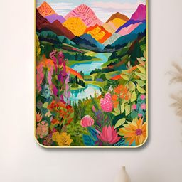 SAF Blue & Green Wood River and Mountains Wall Paintings-image-67