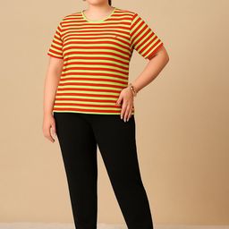 AUSTIVO Striped Round Neck T-Shirt With Trousers Co-Ords-image-22