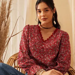 QUIERO Women Floral Printed Crepe Top-image-93