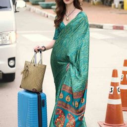 Swaranjali Printed Satin Ikat Saree-image-39