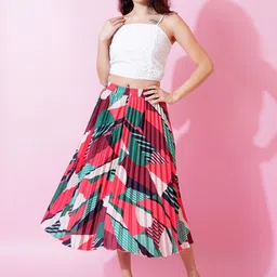 LookShine Printed A-Line Flared Midi Skirt image 5