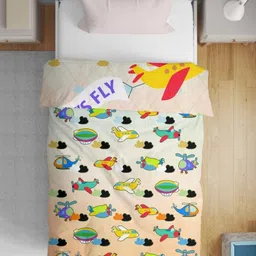 HOME PLUS STUDIOS Beige Cartoon Characters Microfiber AC Room Single Bed Comforter-picture-14