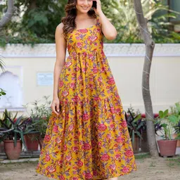MANOJAVA Floral Print Fit & Flare Midi Dress image 5