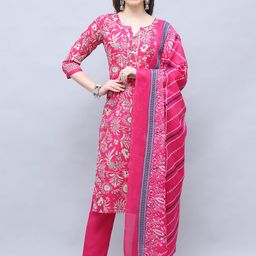 Rajnandini Floral Printed Gotta Patti Straight Kurta with Trousers & Dupatta-51