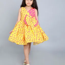 Pink Chick Girls Printed Bow Detail Fit & Flare Dress-picture-42