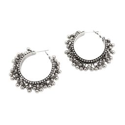 Sangria Artificial Beads Beaded Circular Shape Hoop Earrings image 4