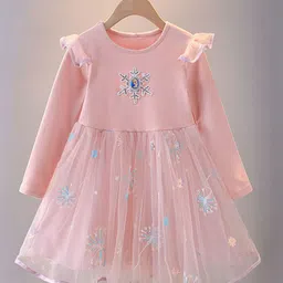 YK Girls Solid Embellished Fit & Flare Dress-image-99