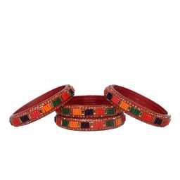 Unique dream Set Of 4 Glass Stone-Studded & Beaded Bangles-image-80
