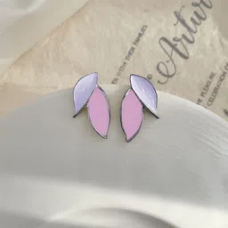 FIMBUL Silver-Plated Antique Leaf Shaped Studs-15