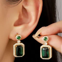 SALTY Stainless Steel Contemporary Stone Studded Tasselled Drop Earrings-82