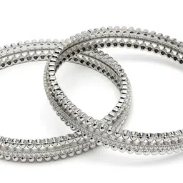 KARATCART Set Of 2 Silver-Plated Cubic Zirconia Studded Bangles image 4