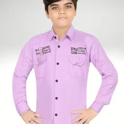 FASHION GRAB Boys Classic Regular Fit Spread Collar Solid Cotton Casual Shirt-picture-50