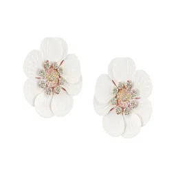 Sangria Artificial Stones Studded Floral Studs image 4