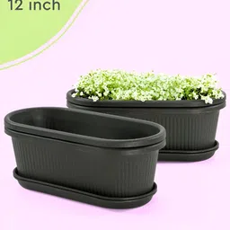 eha Set Of 4 Black Textured PlantersPot-29