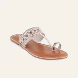 Anouk Women Printed T-Strap Flats with Laser Cuts-18