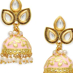 Anouk Meenakari Kundan Beaded & Artificial Beads Beaded Dome Jhumkas image 2