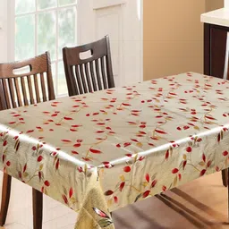 LooMantha Gold-Toned Floral Waterproof Plastic 6-Seater Table Cover-14