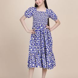 STARWORD Girls Floral Print Fit & Flare Midi Dress-54