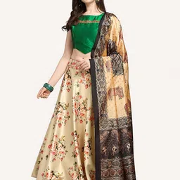 Kaizen TEXO FAB Printed Satin Semi-Stitched Lehenga & Unstitched Blouse With Dupatta-picture-14