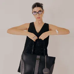 MINI WESST Printed PU Half Moon Tote Bag-36