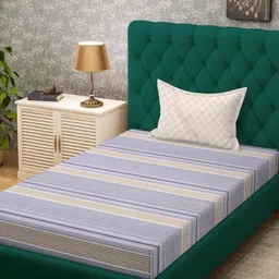 KLOTTHE Purple Striped 300 TC Cotton Fitted Single Bedsheet Set - 2.25 x 1.50 m-image-41
