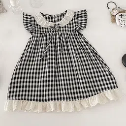 LULU & SKY Checked Flutter Sleeve Fit & Flare Dress-18