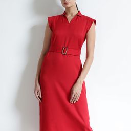 FableStreet Shirt Collar Sheath Knee Length Dress Comes with a belt-picture-10