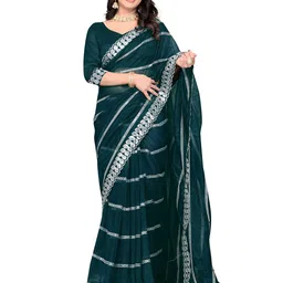 Avirat Designer Studio Embellished Sequinned Pure Georgette Banarasi Saree-15