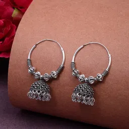 Anouk German Silver Plated Oxidised Dome Shaped Jhumkas-17