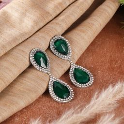 StyleCast Silver Plated Rhinestone Studded Teardrop Shaped Drop Earrings-image-57