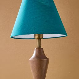 Fabindia Basix Teal Blue & White Frusturical Shaped Cotton Lampshade-image-93
