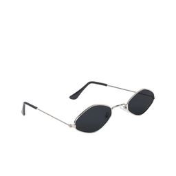 CRIBA Unisex Oval Sunglasses with UV Protected Lens CR_M-CAT-SIL_BLK-45