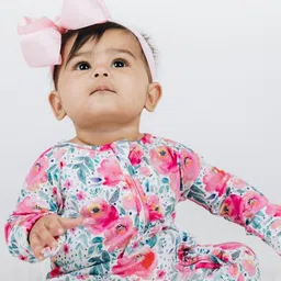 THE PLUSH CLUB Infants Floral Printed Round Neck Rompers-image-80