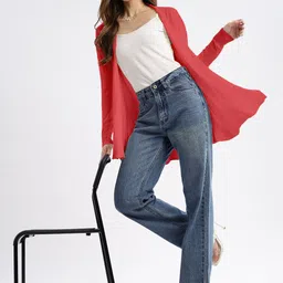 SHOWOFFFF Self Design Open Front Longline Shrug image 5