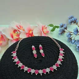VATSALYA creation Rose Gold-Plated Artificial Stones Alloy Jewellery Set-image-53