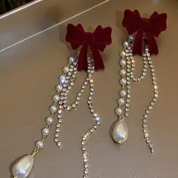 FIMBUL Gold-Plated Rhinestone Studded ContemporaryDrop Earrings-image-91