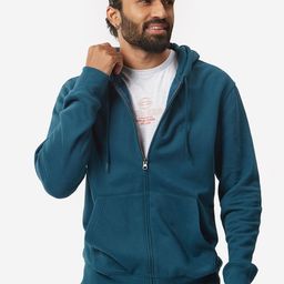 Domyos By Decathlon Men Teal Full Zip Hooded Cotton Sweatshirt-picture-32