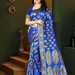 KALINI Woven Design Zari Silk Blend Kanjeevaram Saree-image-77